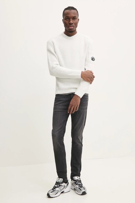 C.P. Company gyapjúkeverék pulóver 17CMKN212A006170A fehér AW24