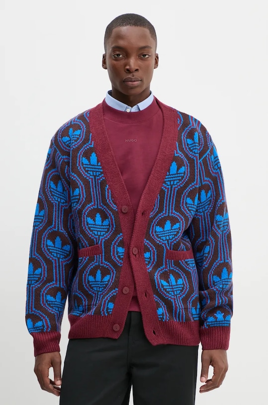 adidas Originals cardigan a maglia pesante granata JN5960