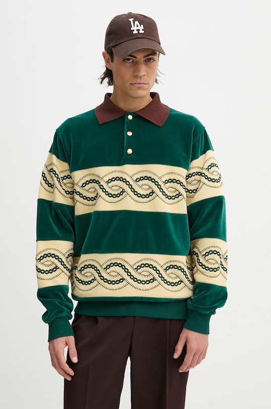 Drôle de Monsieur bluza Le Polo Sweat TressE imprimeu verde E.PL133.CO171.DGN