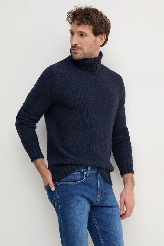 Sisley sweter z domieszką wełny z domieszką wełny granatowy 1176S200T