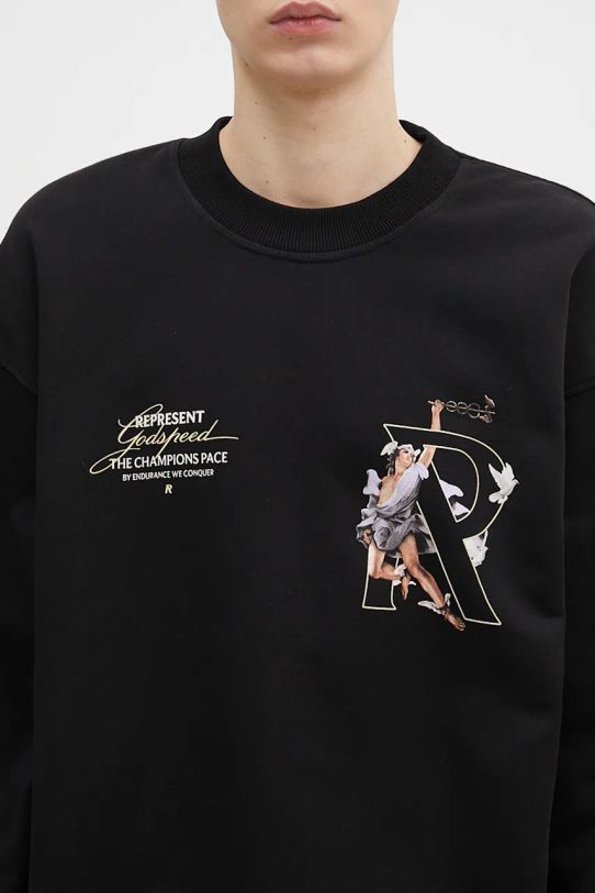 Памучен суичър Represent Hermes Sweater черен MLM4597.001