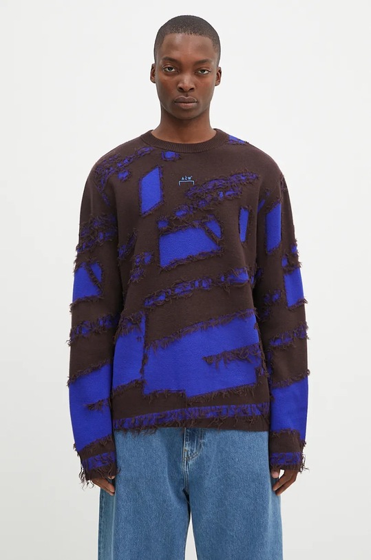 A-COLD-WALL* sweter wełniany Frontage Knit Crewneck okrągły fioletowy ACWMK169