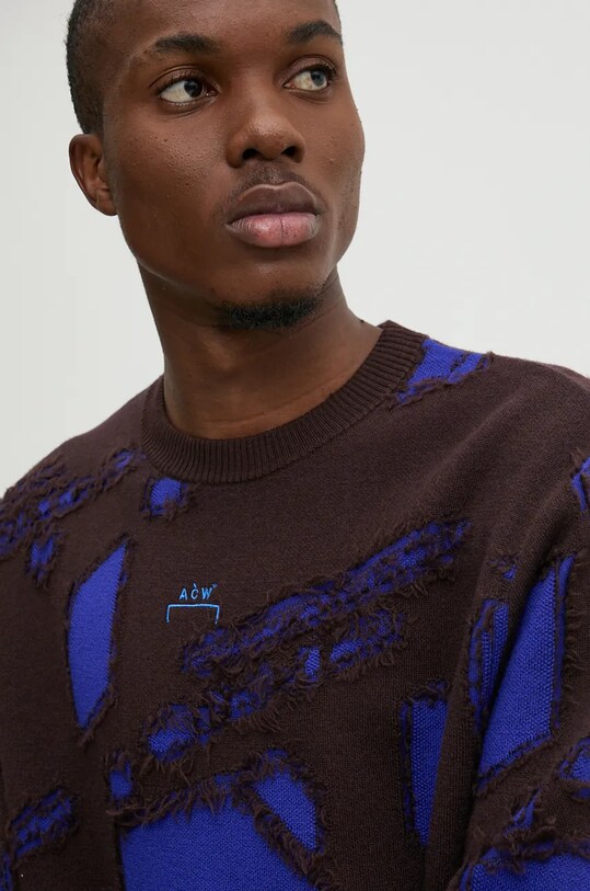 A-COLD-WALL* pulover de lână Frontage Knit Crewneck albastru ACWMK169