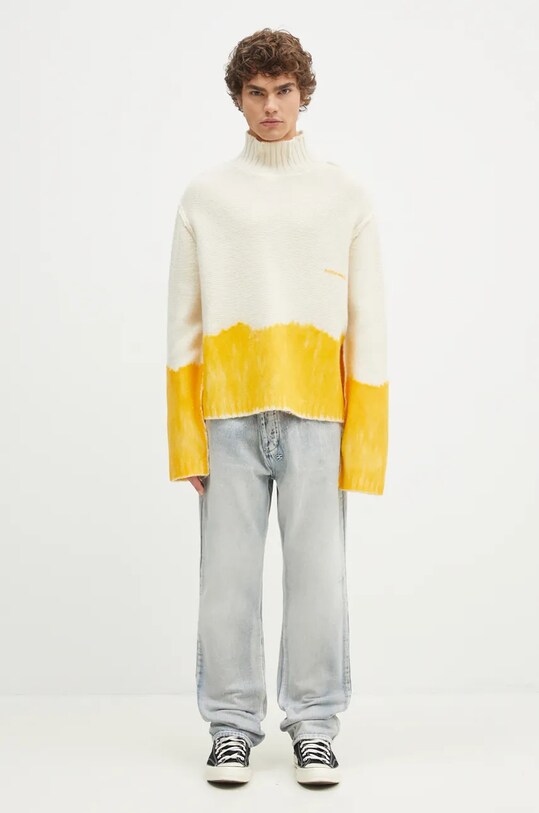 Вовняний светр A-COLD-WALL* Saturate Knit High Neck ACWMK171 бежевий