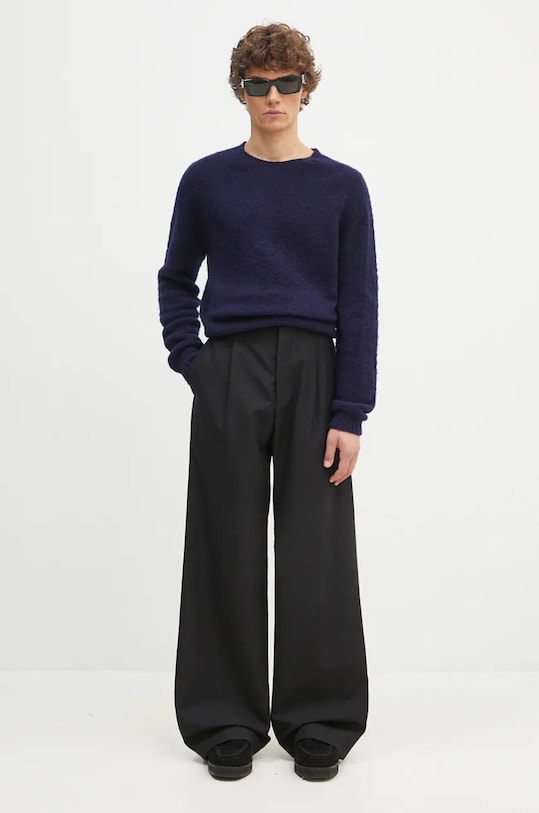 Vlněný svetr Norse Projects Birnir Brushed Lambswool N45.0520.7004 námořnická modř