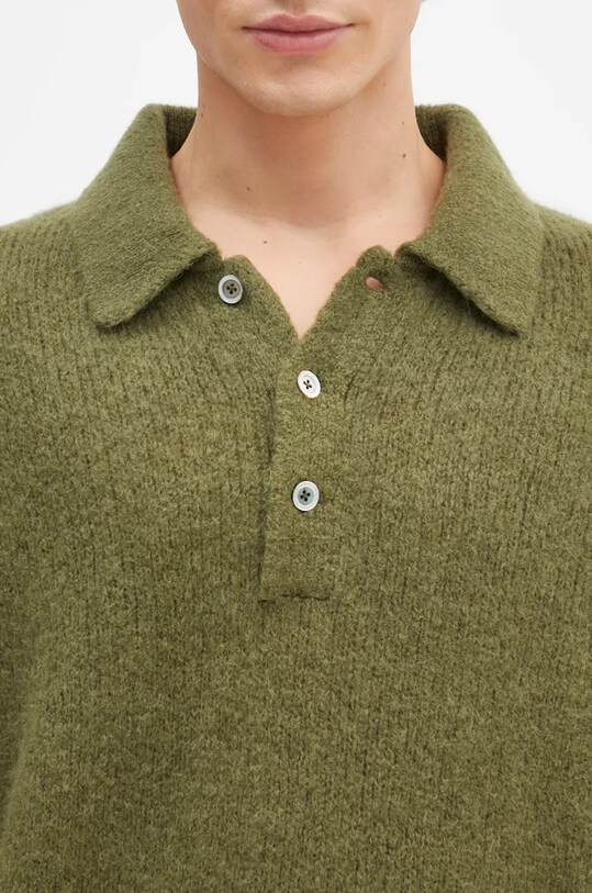 Вовняний светр Norse Projects Rasmus Relaxed Brushed Polo зелений N45.0614.8098