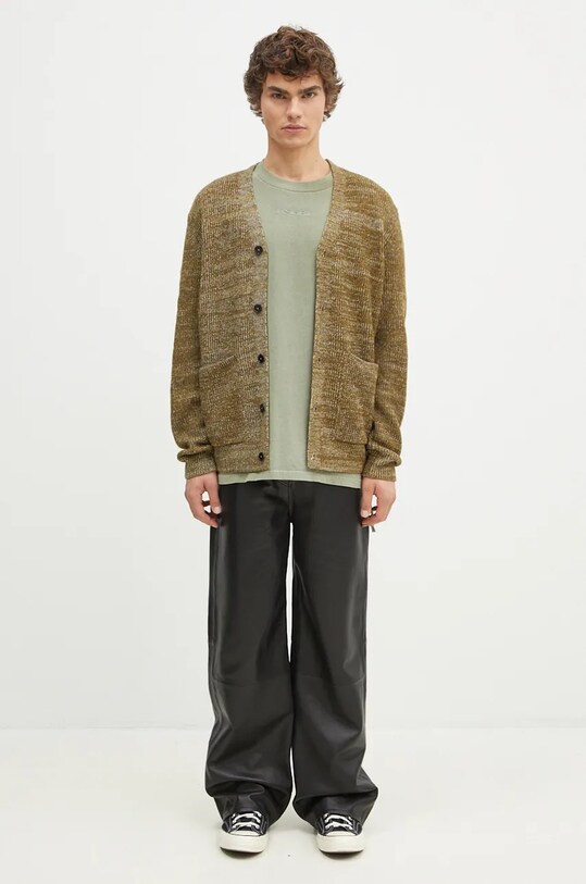 Norse Projects kardigan wełniany Loki Wool Cotton Rib Cardigan N45.0618.8096 zielony