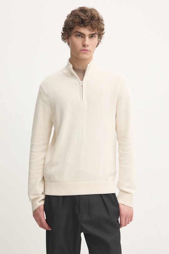 Abercrombie & Fitch sweter z domieszką wełny zapinany beżowy KI120.4149.100