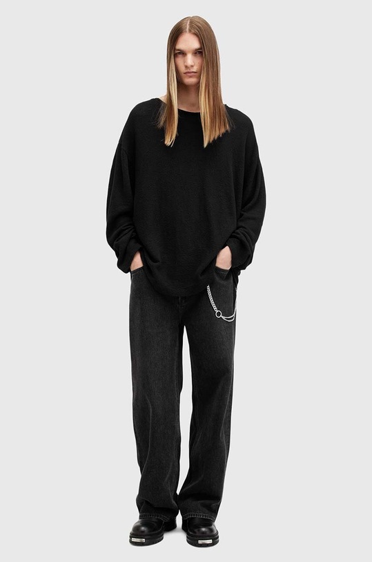 AllSaints sweter bawełniany SEARS LS CREW M003JB czarny