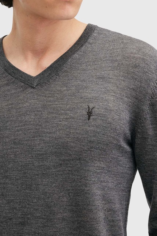 AllSaints sweter wełniany MODE MERINO VNECK M022KA szary AW24