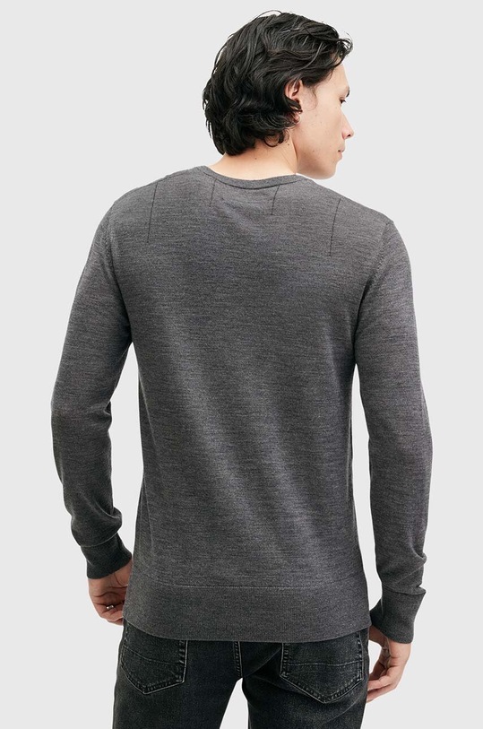 AllSaints sweter wełniany MODE MERINO VNECK szary M022KA