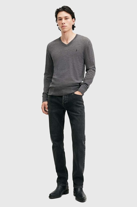 AllSaints sweter wełniany MODE MERINO VNECK M022KA szary