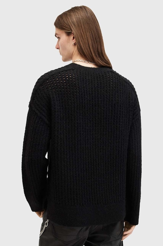 Sveter s prímesou vlny AllSaints HARLEN CREW čierna M075KB