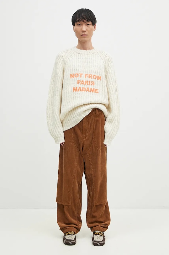 Drôle de Monsieur pulover de lână La Maille TressEe Slogan E.PO163.WO028.EC bej