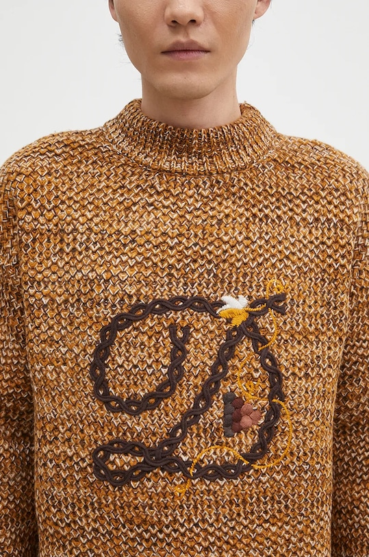Drôle de Monsieur maglione in lana La Maille D tressE marrone E.PO154.WO018.BN