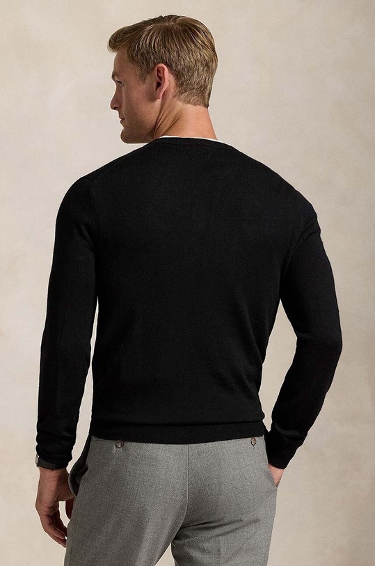 Vuneni pulover Polo Ralph Lauren Merino Wool 710946143004 crna AW24