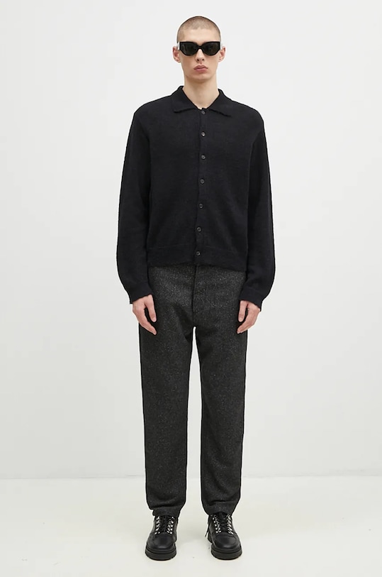 Vlněný svetr Our Legacy Evening Polo M4213ECFSE černá