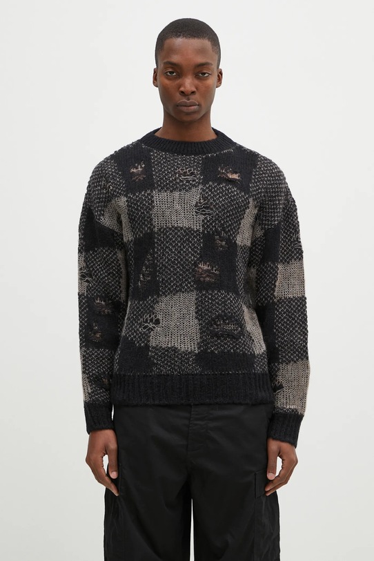 Μάλλινο πουλόβερ Our Legacy Sonar Roundneck εμπριμέ μαύρο M4243SBD