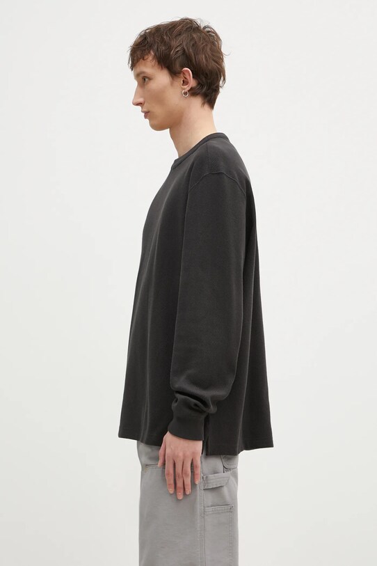 Хлопковая кофта Filson Waffle Knit Thermal Crew FMTEE0012 чёрный AW24