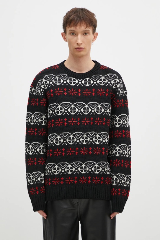 Vlněný svetr Needles Crew Neck Sweater vzorovaný černá PU317