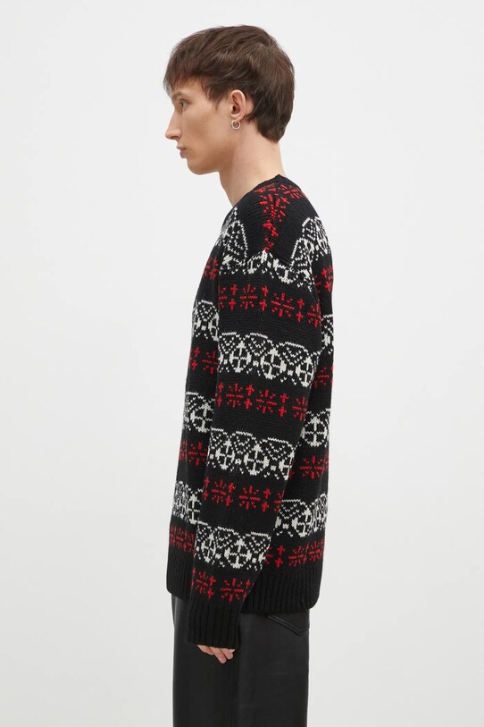 Vlněný svetr Needles Crew Neck Sweater PU317 černá AW24