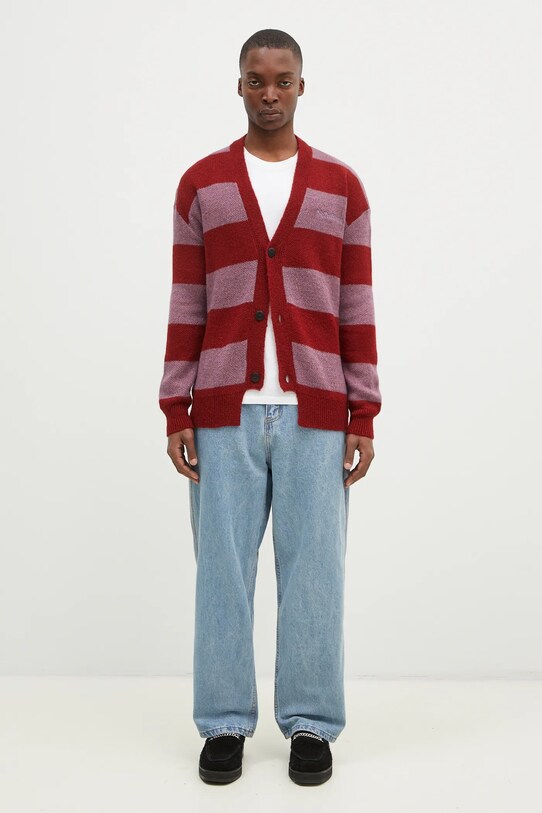 Kardigan No Problemo Striped Mohair Oversized Cardigan NP20025.02 burgundské