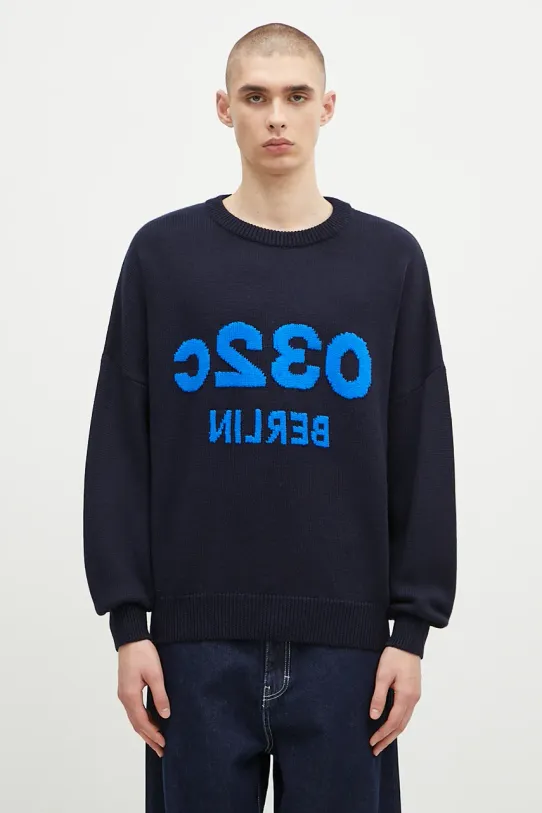 Вовняний светр 032C ''Selfie'' Sweater круглий виріз темно-синій F24.URK.1511.300