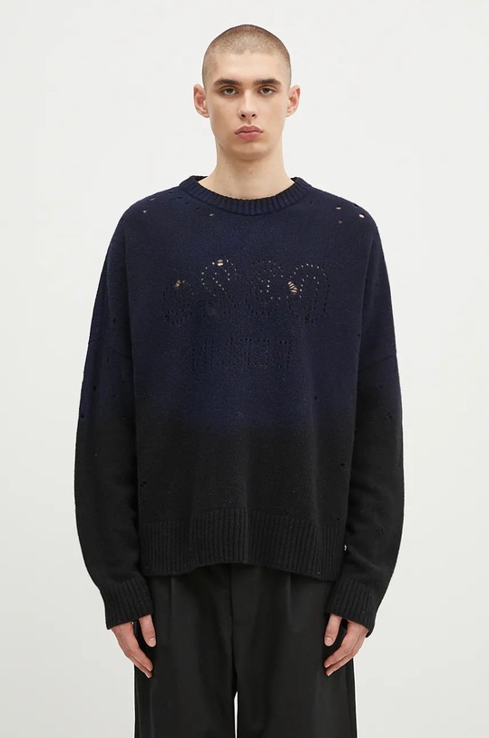 Vlnený sveter 032C ''Lazer Selfie'' Sweater vzorovaný tmavomodrá F24.URK.1512.050