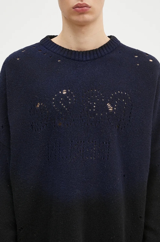 Vlnený sveter 032C ''Lazer Selfie'' Sweater tmavomodrá F24.URK.1512.050