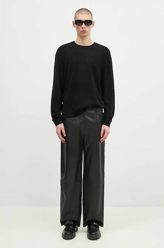 Vlnený sveter 032C Logo Cashmere Blend Sweater F24.URK.1571.000 čierna