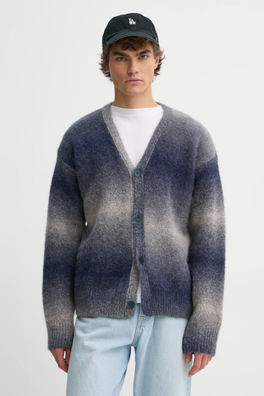 Études Studio cardigan din lana cu modele bleumarin H24MMKNI623
