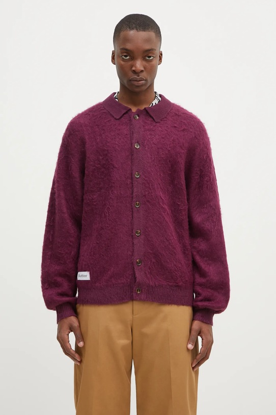 Πλεκτή ζακέτα Butter Goods Mohair Button Up Knitted Shirt απλό μωβ BG243400