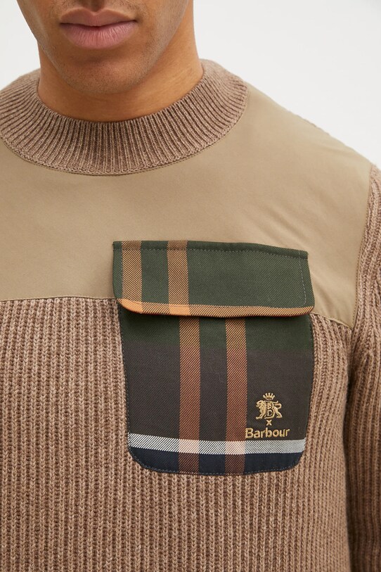 Baracuta sweter wełniany Barbour x Baracut Miller Knit beżowy BRMAG0191