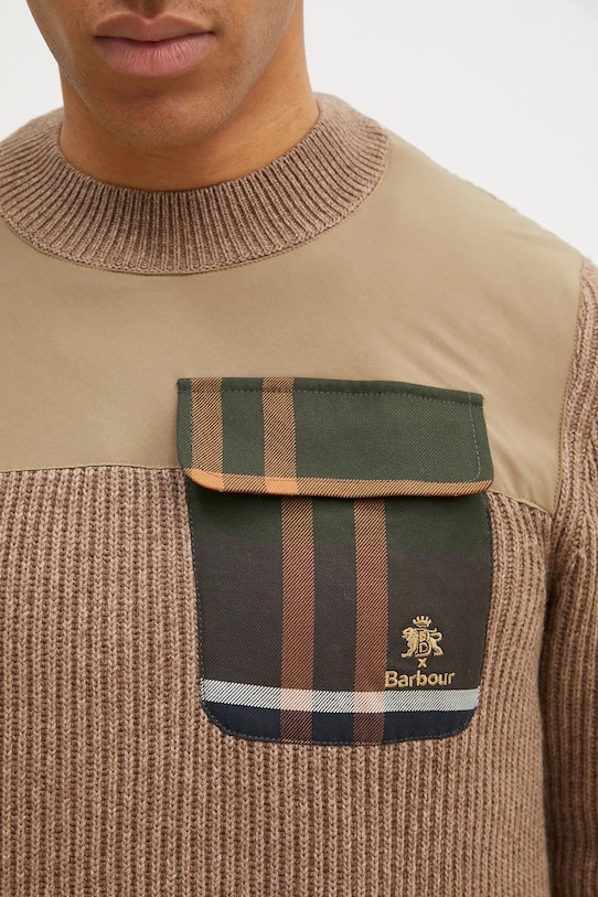 Baracuta sweter wełniany Barbour x Baracut Miller Knit beżowy BRMAG0191