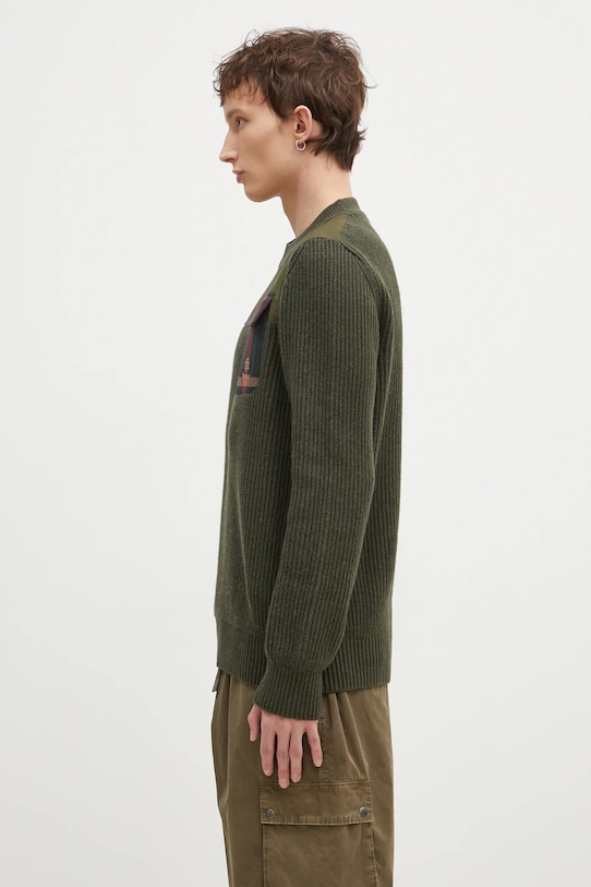 Baracuta sweter wełniany Barbour x Baracut Miller Knit BRMAG0191 zielony AW24