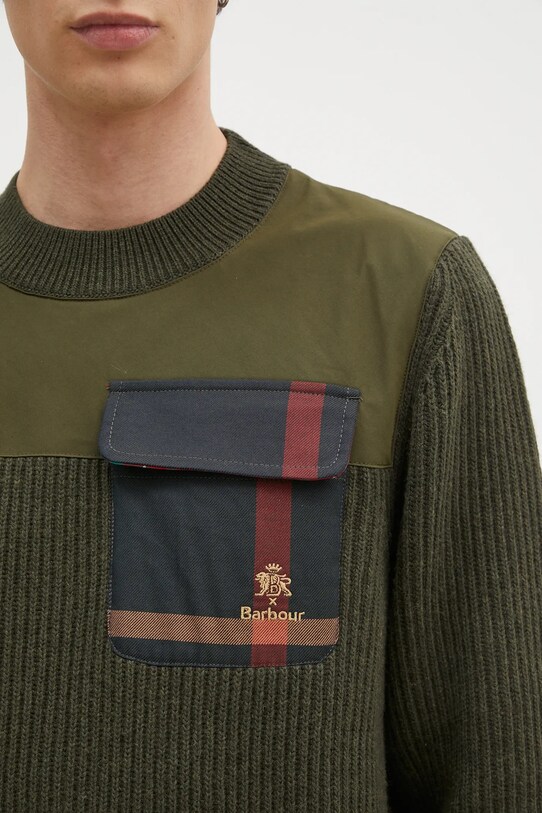 Baracuta pulover de lana Barbour x Baracut Miller Knit verde BRMAG0191
