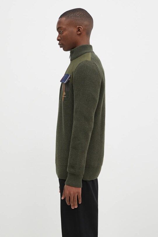 Μάλλινο πουλόβερ Baracuta Barbour x Baracut Miller Half Zip Knit BRMAG0192 πράσινο AW24