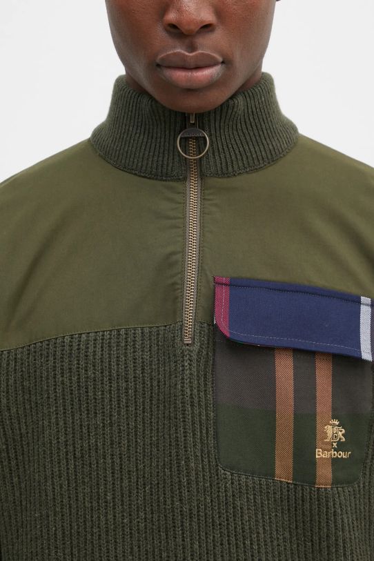 Вовняний светр Baracuta Barbour x Baracut Miller Half Zip Knit зелений BRMAG0192