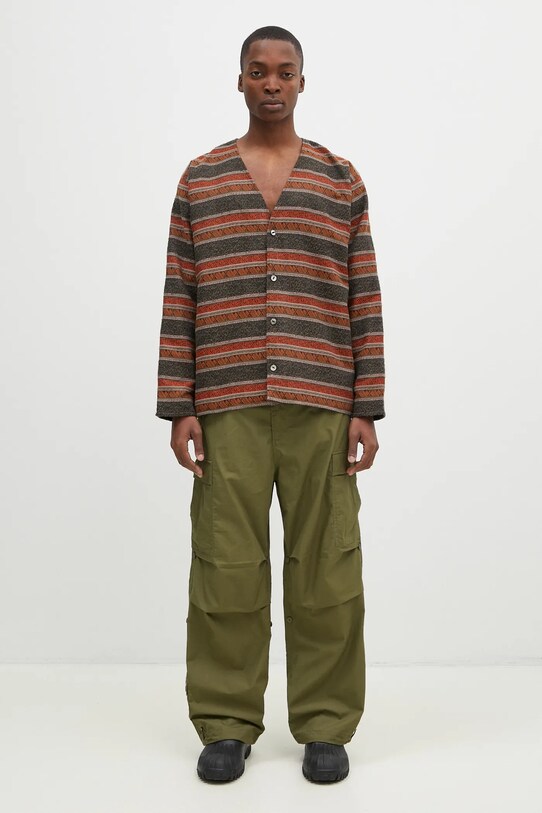 Svetr s příměsí vlny Needles Cardigan Jacket PU125 zelená