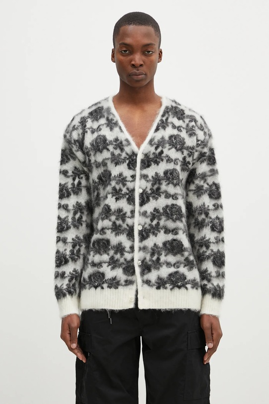 Μάλλινη ζακέτα Needles Mohair Cardigan με μοτίβο λευκό PU312