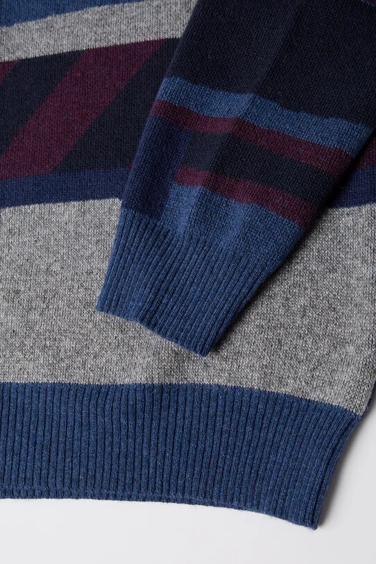 Clothing by Parra wool blend jumper Patched Your Work Knitted Pullover 52420 blue