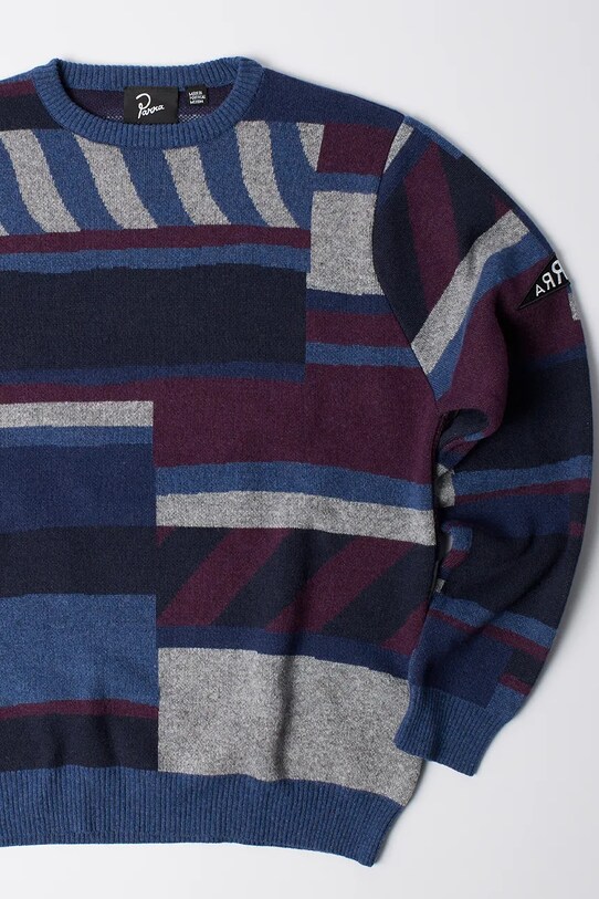by Parra wool blend jumper Patched Your Work Knitted Pullover 52420 blue