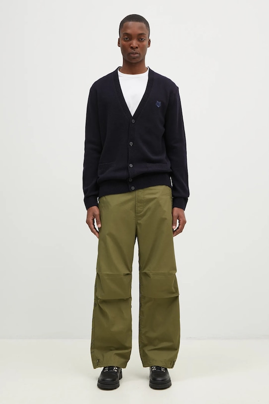 Шерстяной кардиган Maison Kitsuné Bold Fox Head Patch NM00506KT1006 тёмно-синий