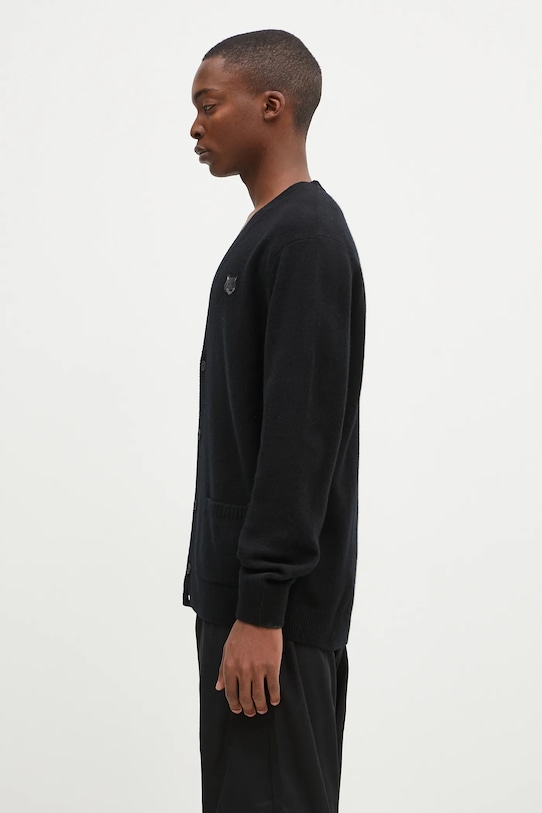 Vuneni kardigan Maison Kitsuné Bold Fox Head Patch NM00506KT1006 crna AW24