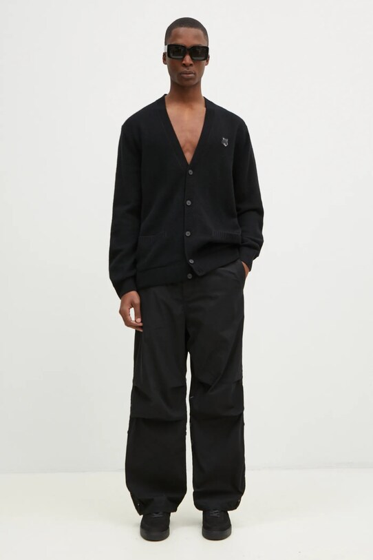Шерстяной кардиган Maison Kitsuné Bold Fox Head Patch NM00506KT1006 чёрный