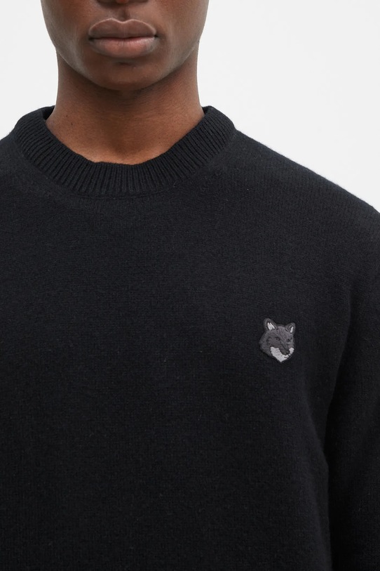Maison Kitsuné sweter wełniany Bold Fox Head Patch czarny NM00805KT1006