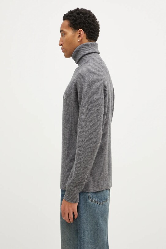 Maison Kitsuné woolen jumper Bold Fox Head Patch LM00807KT1093 gray AW24