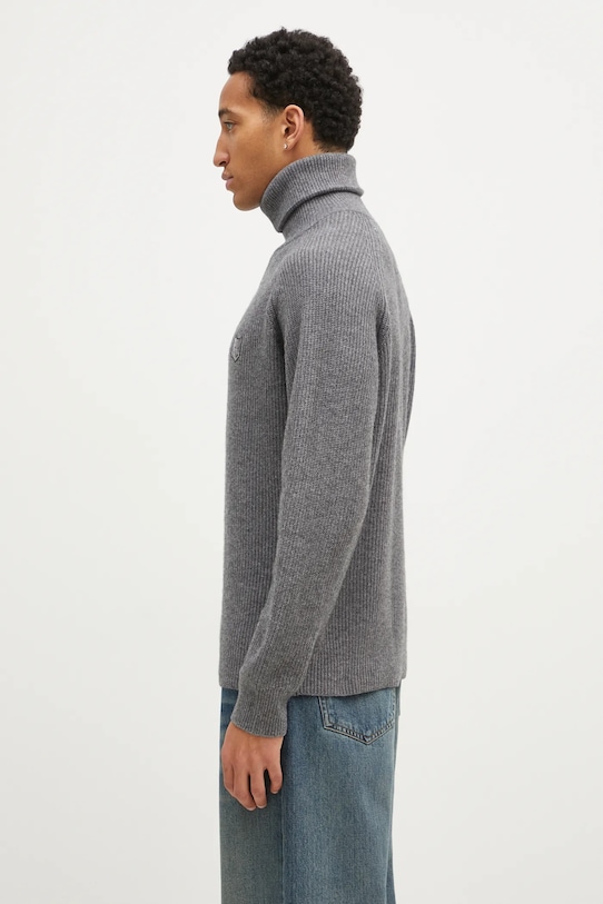 Вълнен пуловер Maison Kitsuné Bold Fox Head Patch LM00807KT1093 сив AW24