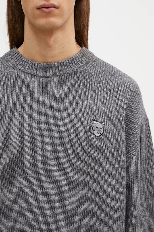 Шерстяной свитер Maison Kitsuné Bold Fox Head Patch серый LM00818KT1093