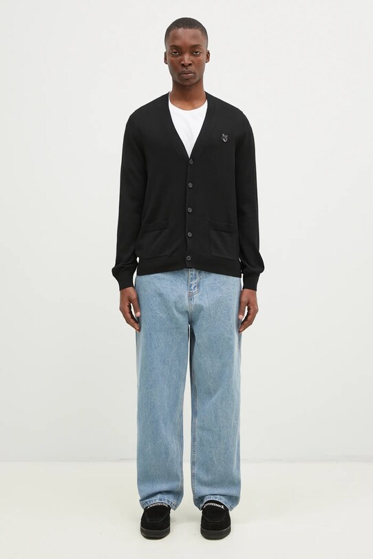 Maison Kitsuné woolen cardigan Bold Fox Head Patch MM00509KT1036 black